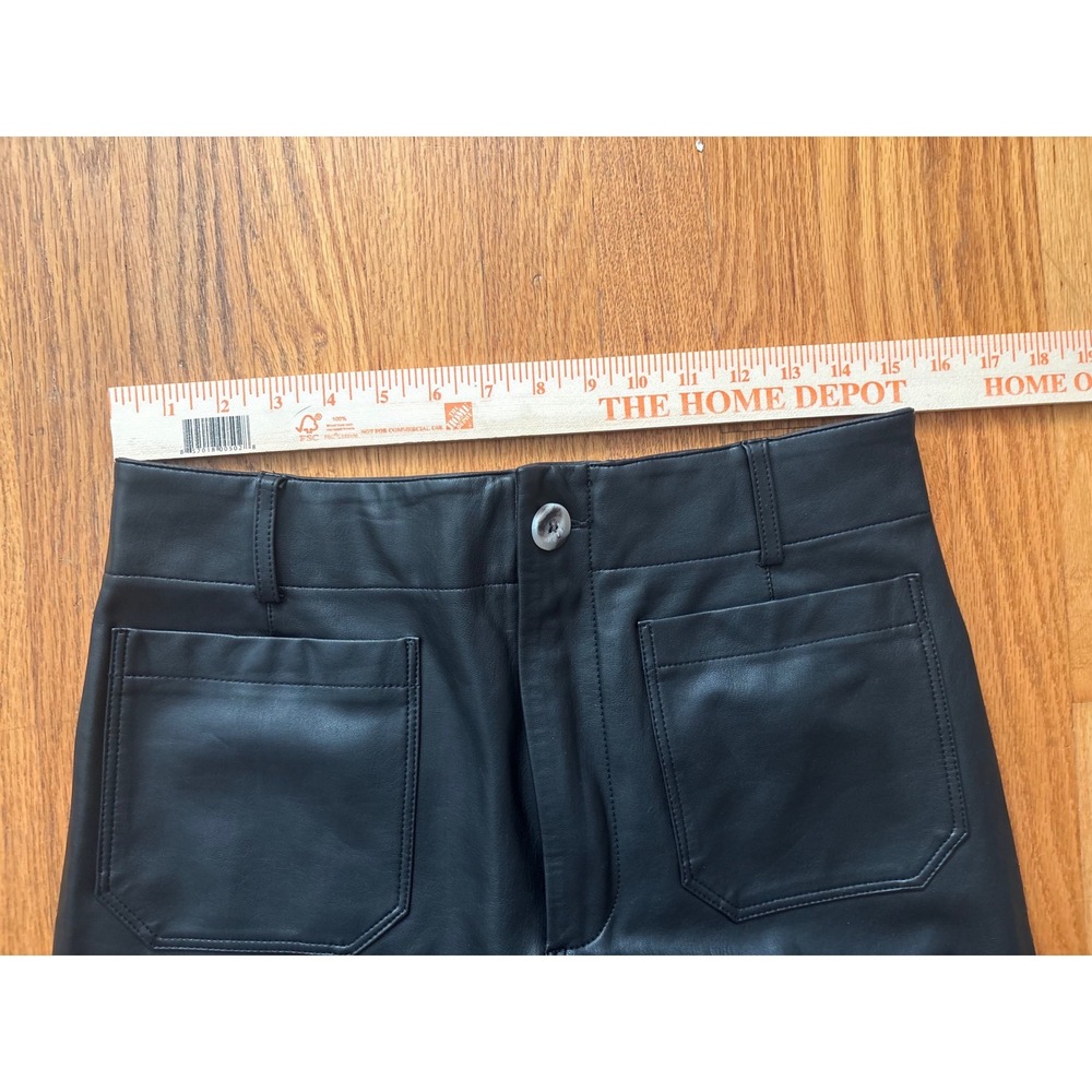Maeve Anthropologie The Colette Faux Leather Wide Leg Pants Black Sz 30 Cropped - Picture 3 of 4